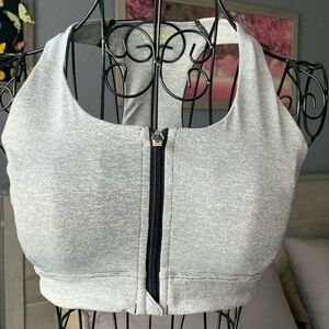 Gray Women's Zip-Front Workout Top